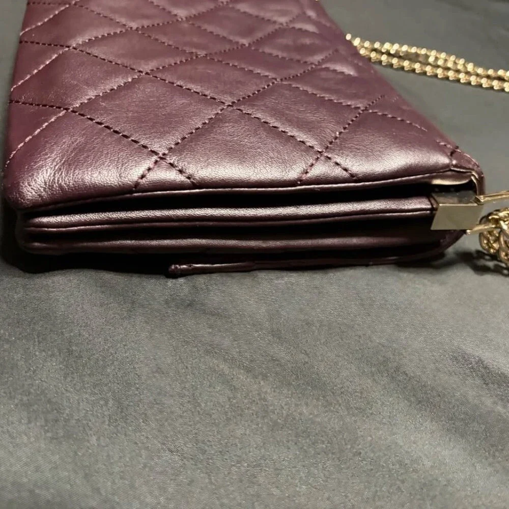 Kate Spade Emerson Place Lenia Quilted Leather Chain Shoulder Bag Plum